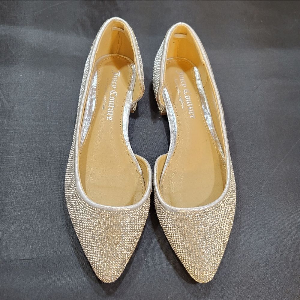 BRAND NEW JUICY COUTURE JEWEL STUDDED D'ORSAY POINTED TOE SLIP-ON FLAT S…